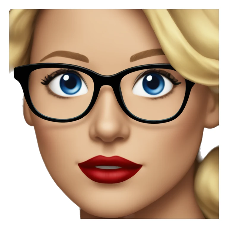 Blake lively blue eyes and black glasses with red lips smiling  sticker