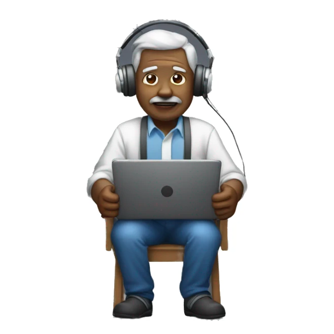 old developer work at night and listen to music sticker