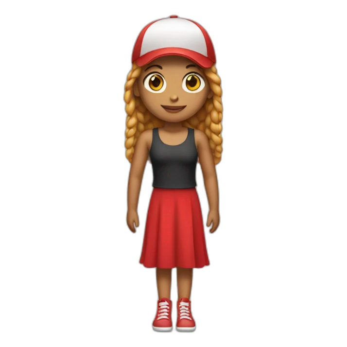 girl wearing a red dress and a cap full body sticker
