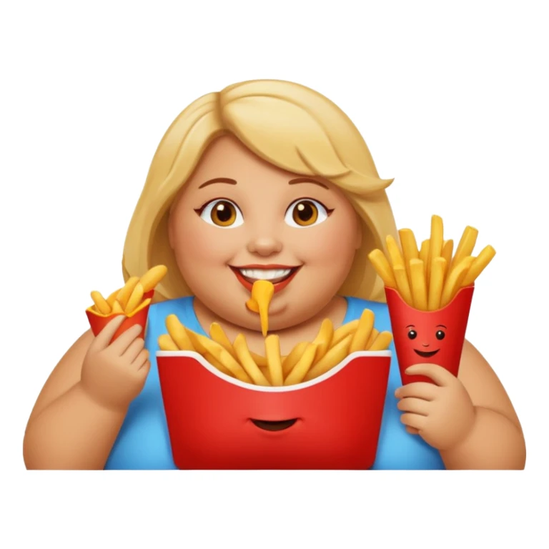 Fat Girl munching fries sticker