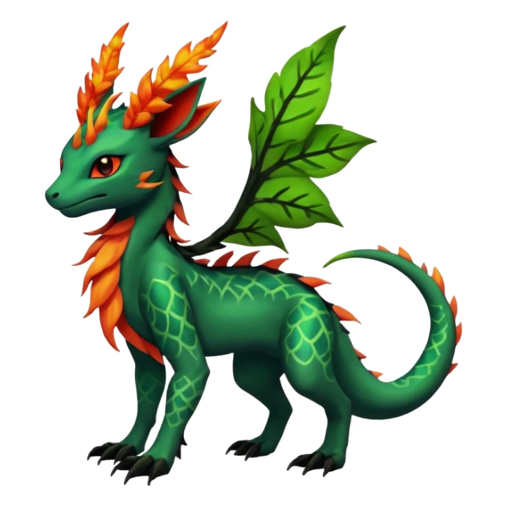 Dark Edgy Salandit-Leafeon-Fakémon-hybrid-creature (full body)  sticker