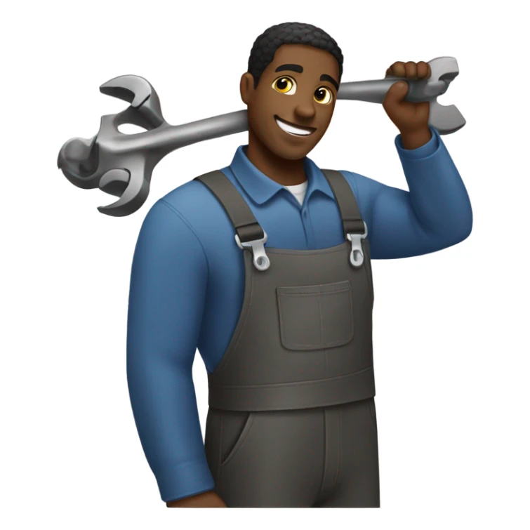 A black male mechanic fixing a person sticker