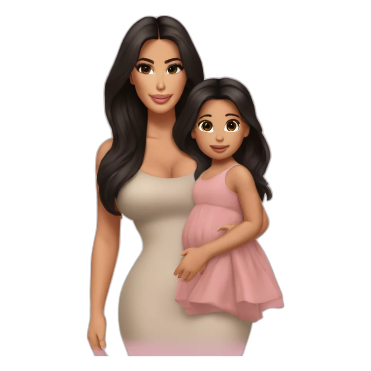 Kim Kardashian with her daughter sticker