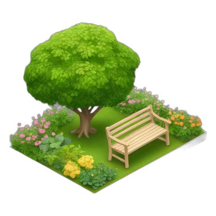 garden with lots of plants and a bench sticker