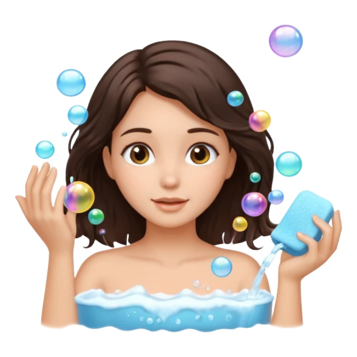 Beautifull brunette girl wash her hair, realistic  sticker