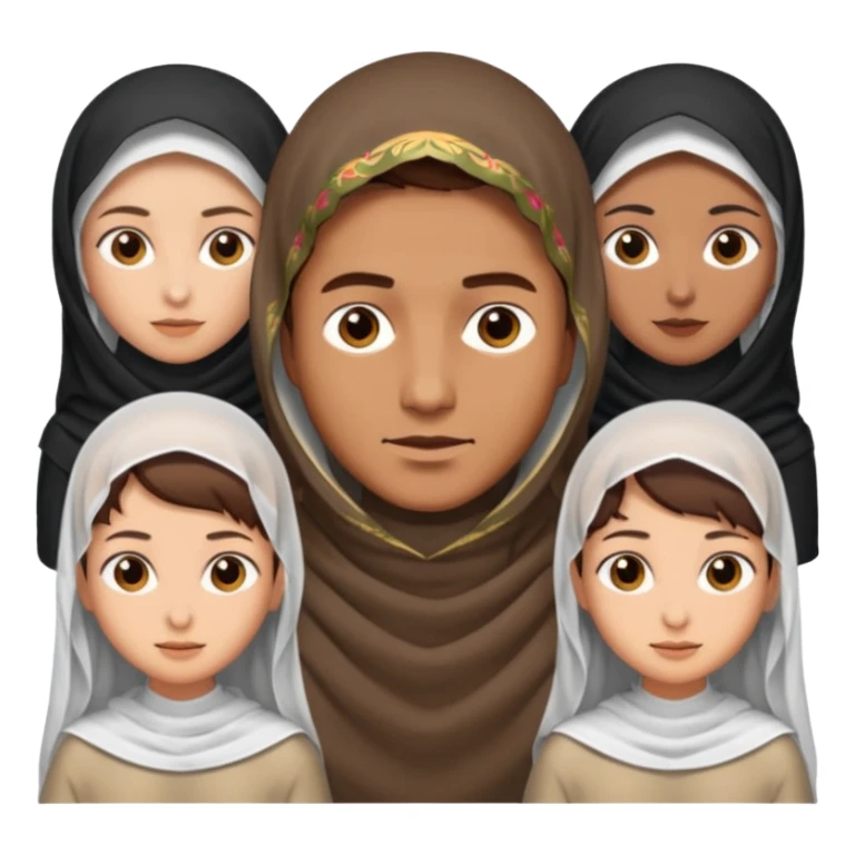 1 man with short hair and 4 veiled women sticker