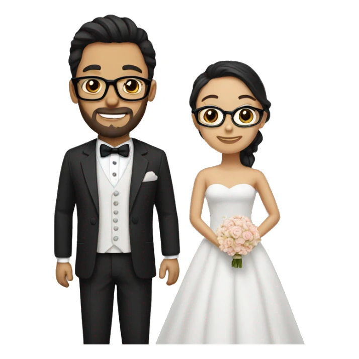 groom with Dark hair mullet and beard and glasses sticker