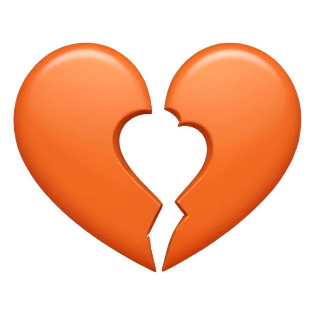 Make a half gray and half orange heart emoji (left is gray and right is orange) sticker