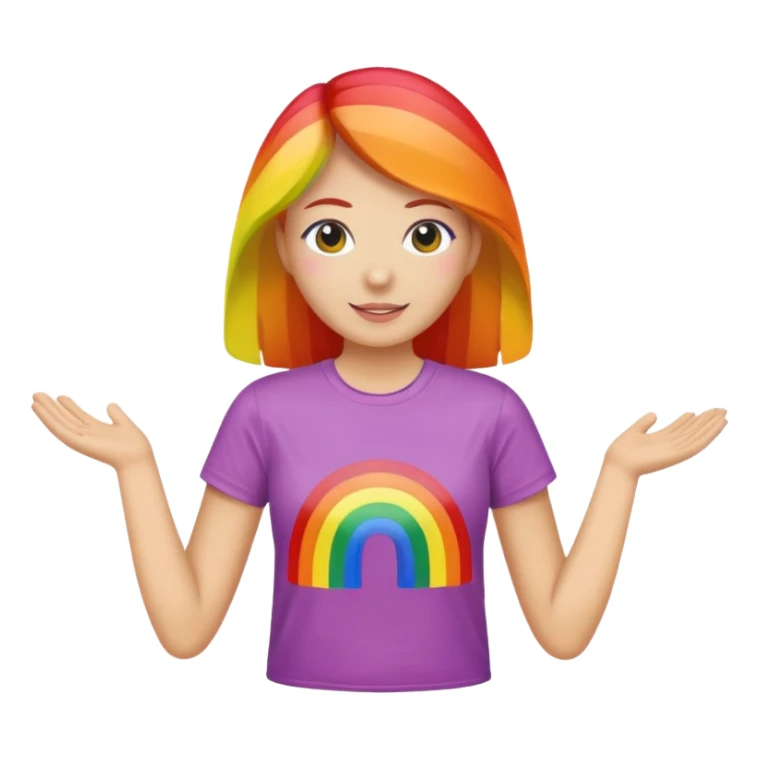 woman with rainbow colored t shirt sticker
