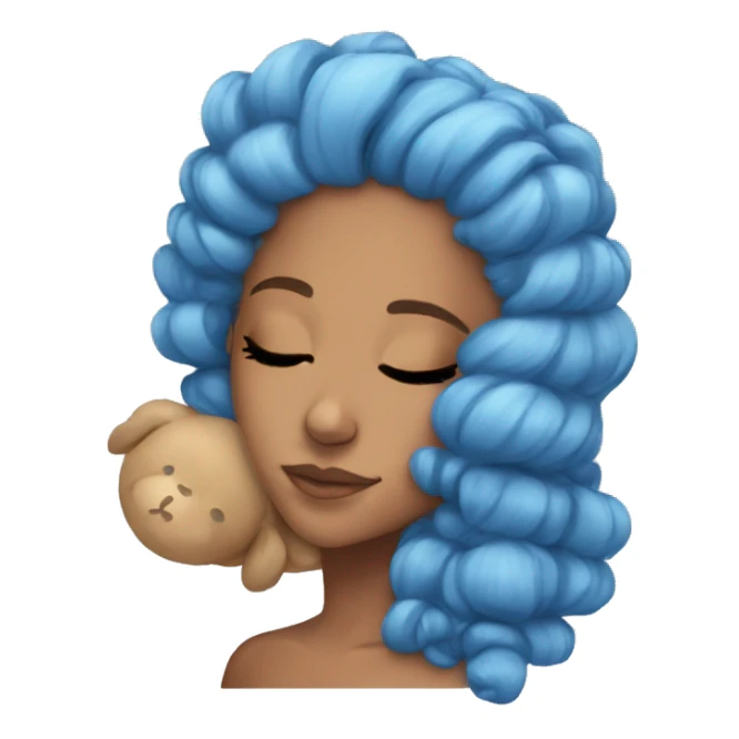 Ariana sleeping with blue curly ponytail sticker