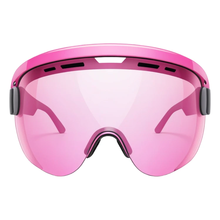 pink tinted shield visor glasses, frameless Y2K style, one continuous lens, futuristic sticker