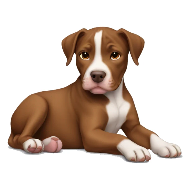 Brown Pitbull puppy laying  sticker
