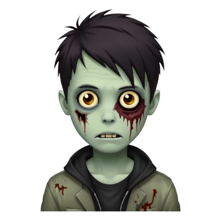 crie um menino zumbi emo sem o rosto deformado sticker
