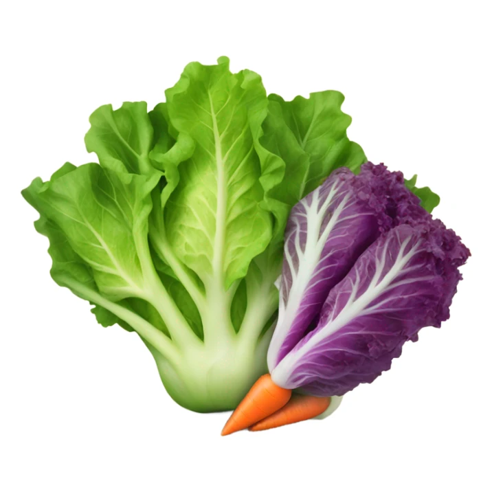 lettuce with a carrot in front of it sticker