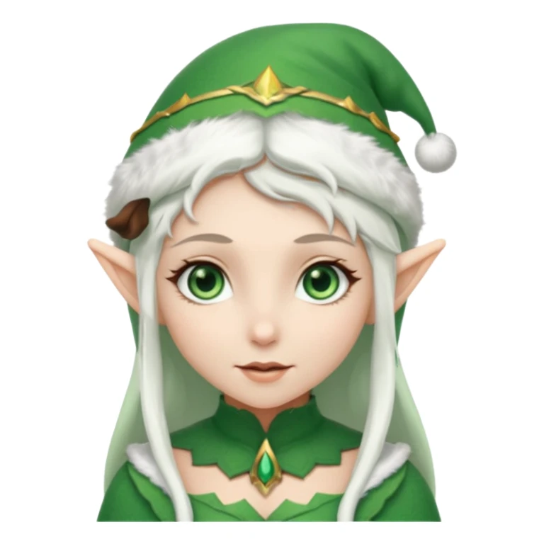 elf girl with elf hat, white hair sticker