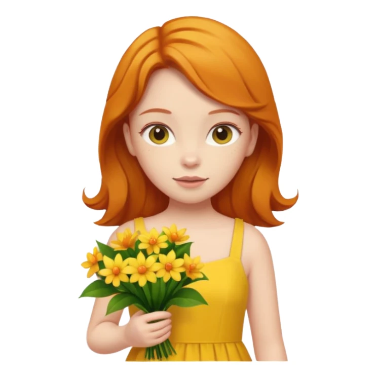Girl Ginger her yellow dress flowers  sticker