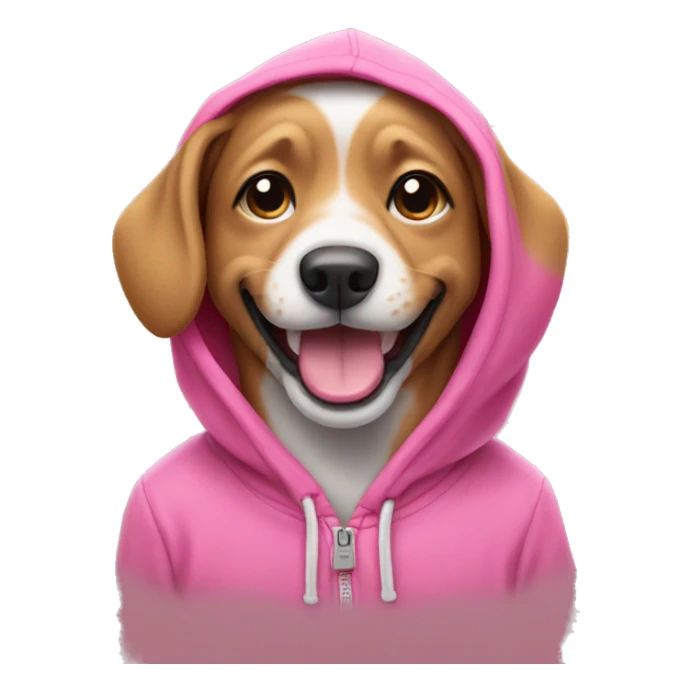 Dog smiling with a pink hoodie  sticker