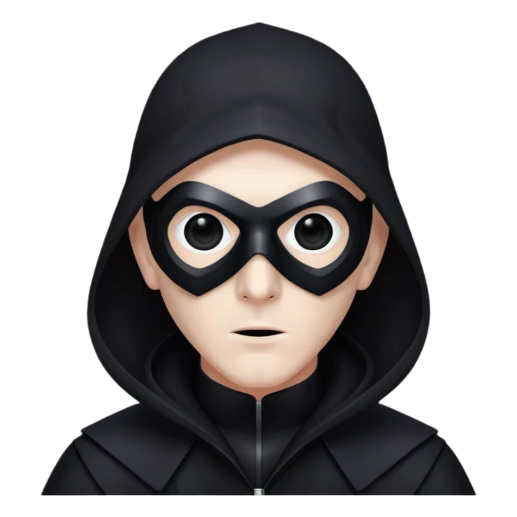 Squid Game Front Man with black geometric mask and black coat sticker