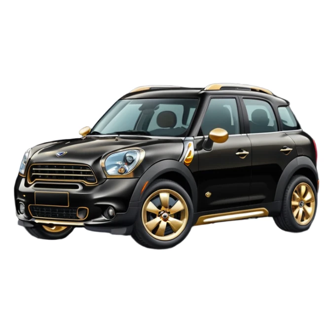Black mini countryman with gold accents sticker