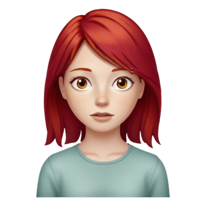 girl with cherry red hair long  sticker