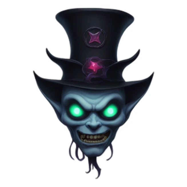 demon with with pentagram top hat and a mysterious night sticker