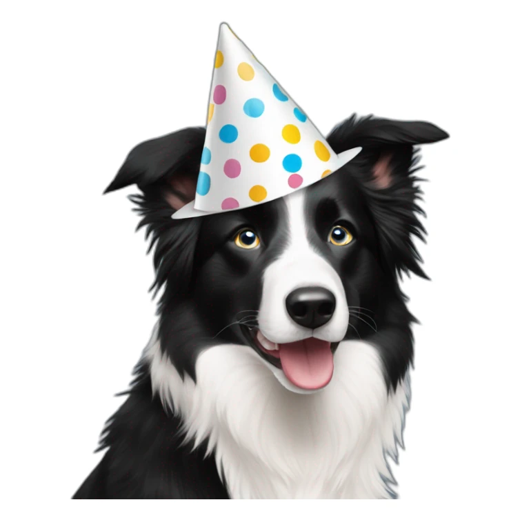 blue eyes border collie happy birthday hat sticker