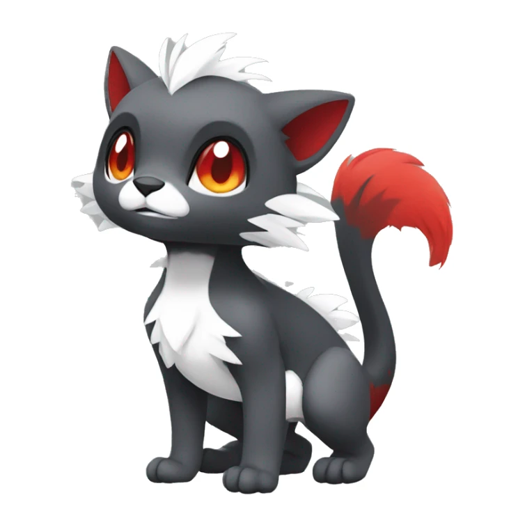 Cute cool black red white grey animal hybrid Fakemon full body sticker