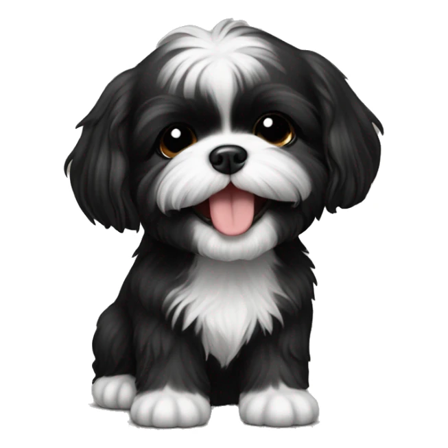 happy black shih tzu puppy sticker