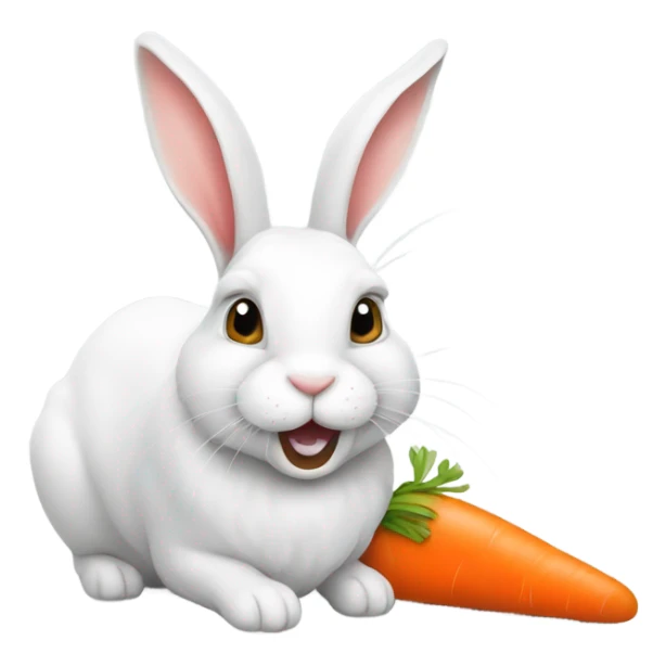White rabbit with carrot in mouth sticker