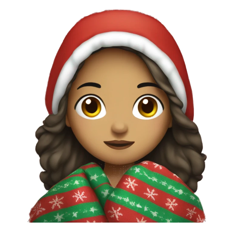 Hispanic Girl with Christmas blanket  sticker