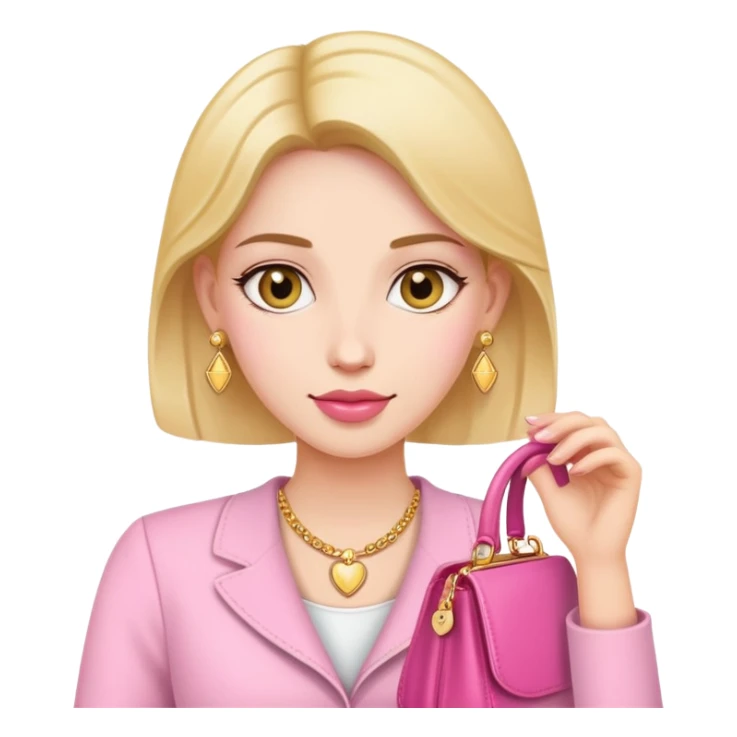 woman with gold earrings holding a pink purse sticker