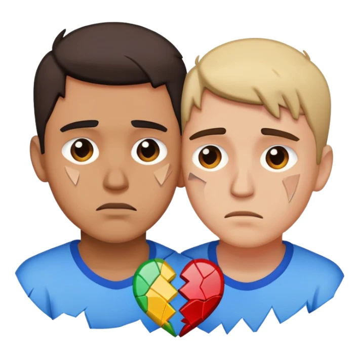 gay couple breaking up with a shattered heart between them sticker