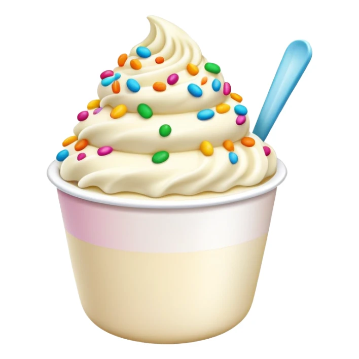 Vanilla mixed with sprinkles frozen yogurt in a white cup sticker