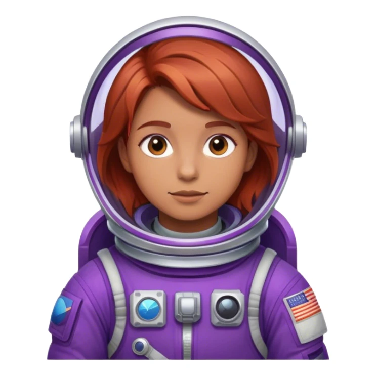 gen z with red/brown hair in purple astronuat suit sticker