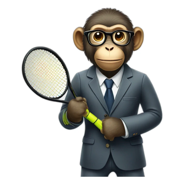 monkey professor with suit and glasses playing tennis sticker