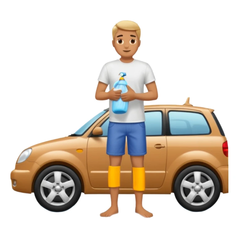 man washing a car on the street sticker