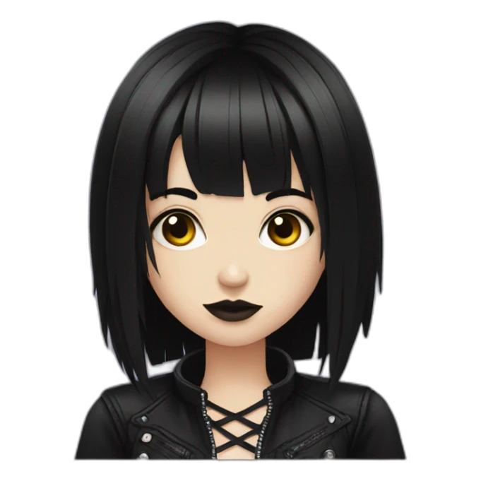 girl goth black hair sticker