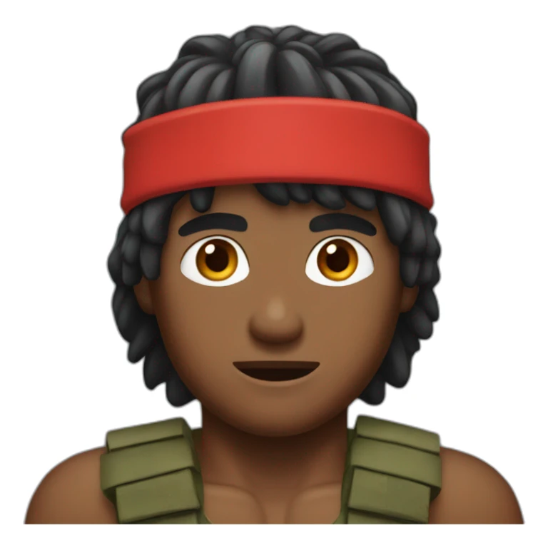 Rambo wearing his red headband sticker