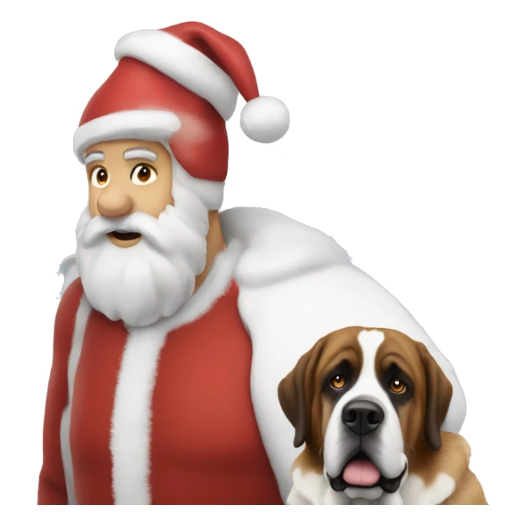 Santa and St. Bernard  sticker