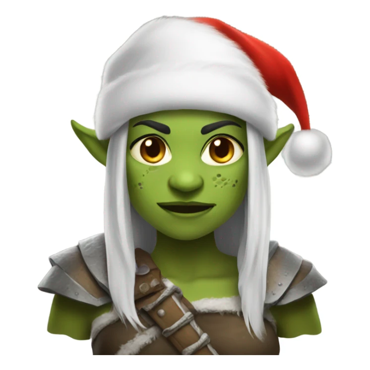 orc female warrior with santa hat sticker