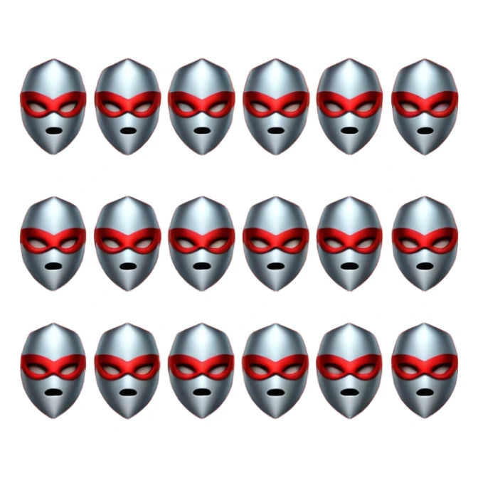 create a bold drill-themed emoji pack with metallic textures, masked characters, sharp shapes and intense red lighting, conveying danger and rhythm without any weapons sticker