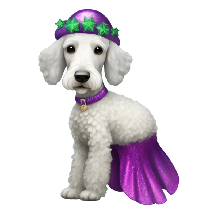 christmas bedlington terrier inside a mermaid costume sticker