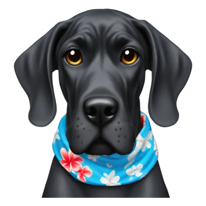 Black Great Dane with Hawaiian blue bandana red  sticker