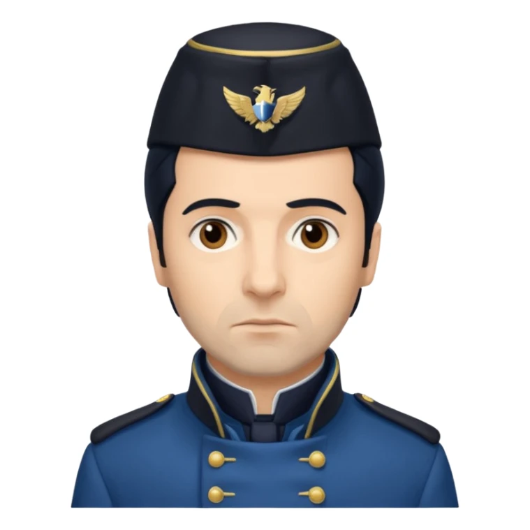 Javert From Les Miserables with light skin, brown eyes, Black Hair, blue outfit sticker