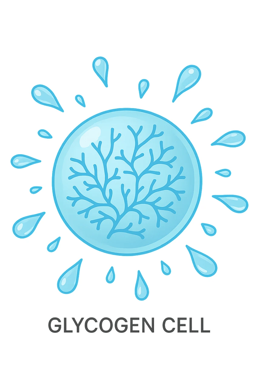 cellula di glicogeno che si svuota di acqua sticker