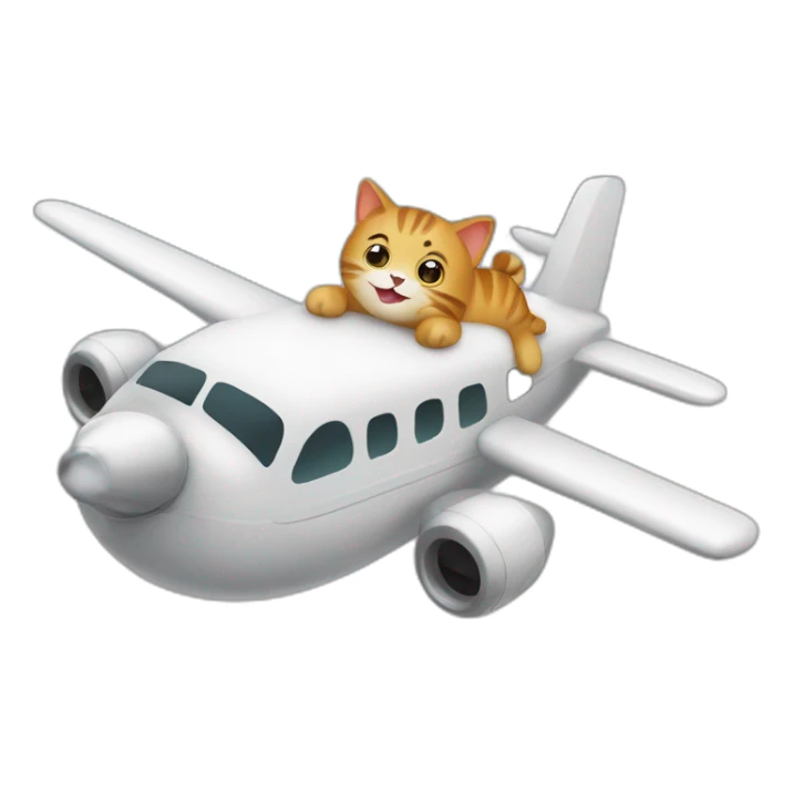 Cute happy cat flying an airplane sticker
