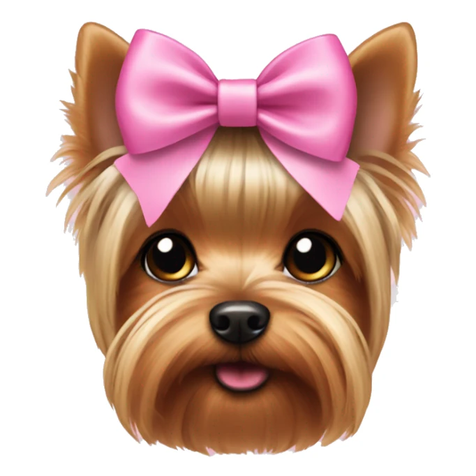 Yorkie wearing a pink bow sticker