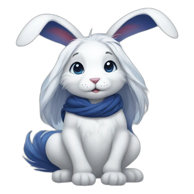Male Anthro white rabbit with long dark blue hair sticker