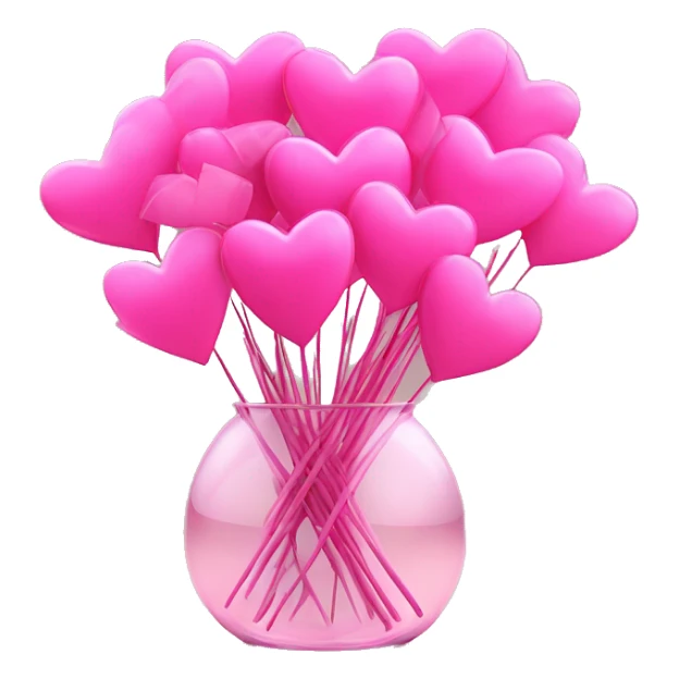 10000000 huge pink hearts on stems in a clear glass vase sticker
