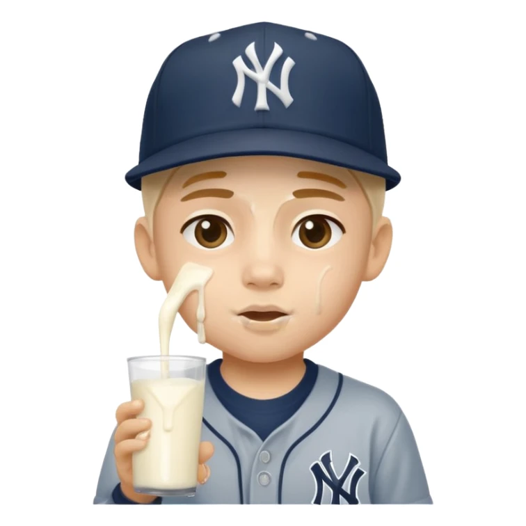 Large lightsking stylish boy with New York Yankees hat with face dripping in milk sticker